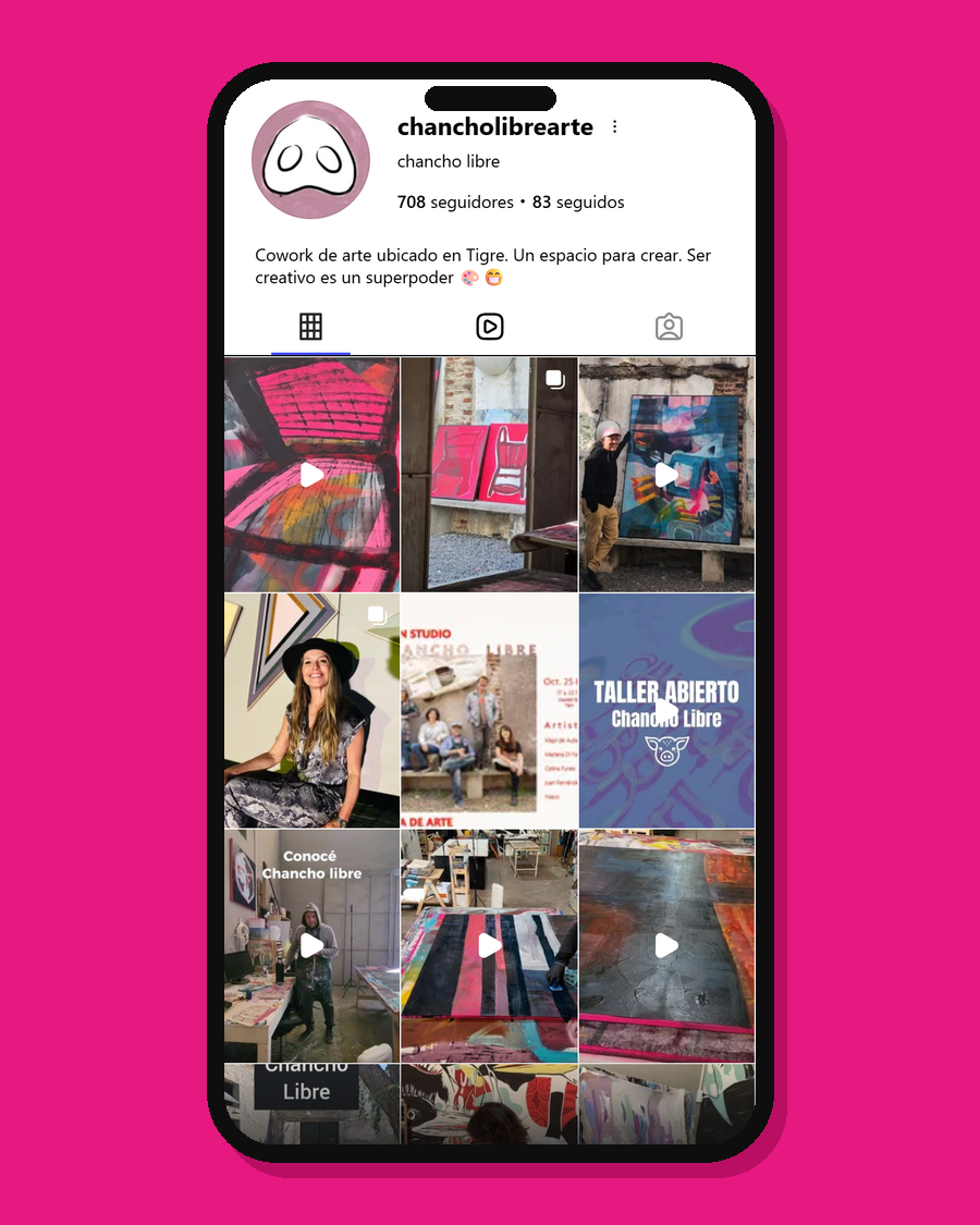 Instagram de chancholibrearte, con reels y publicaciones